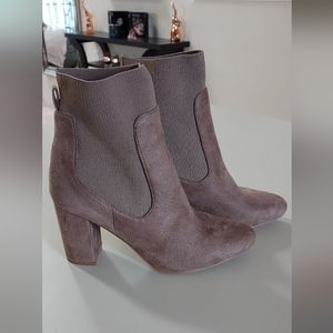 SHEIN Vegan Nubuck Block Heel Sock Booties